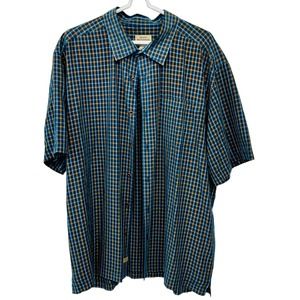 Quiksilver‎ Waterman Collection Button Up Shirt Men Navy/Brown Polyester 2XL